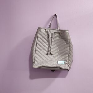 BELLA RUSSO Grey Quilted Faux Leather Backpack Purse New no tags